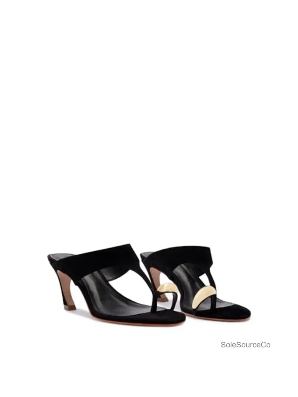 Heeled Sandal - Suede - Slip On - Toe Ring Detail - Sculptural Heel
